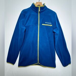 Columbia Women’s NEW Mountain Crest Full Zip Blue Fleece Lime Accents Size Small
